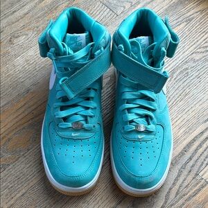 Nike Air Force 1 Washed Teal Suede Leather Mid Basketball Casual Men’s 9.5